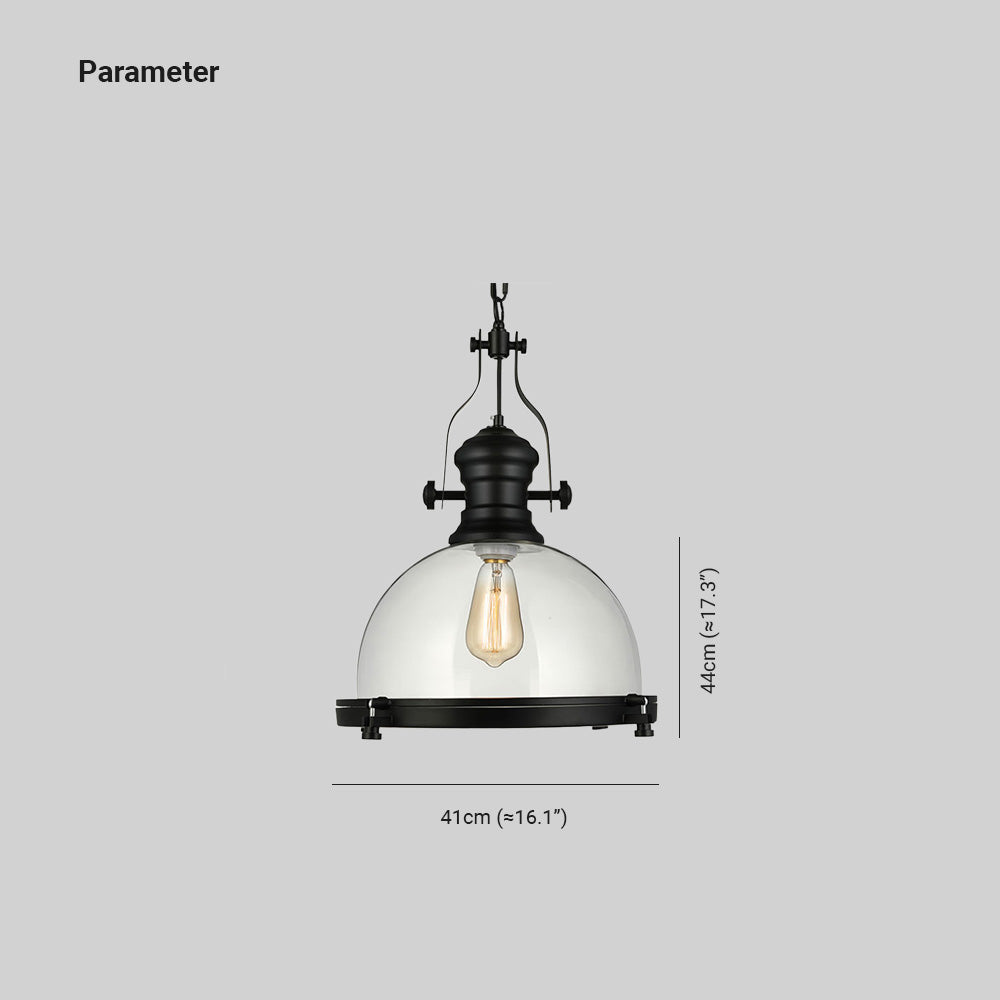 Silva Vintage Hemispherical Glass Pendant Light, Black - Neutralighting