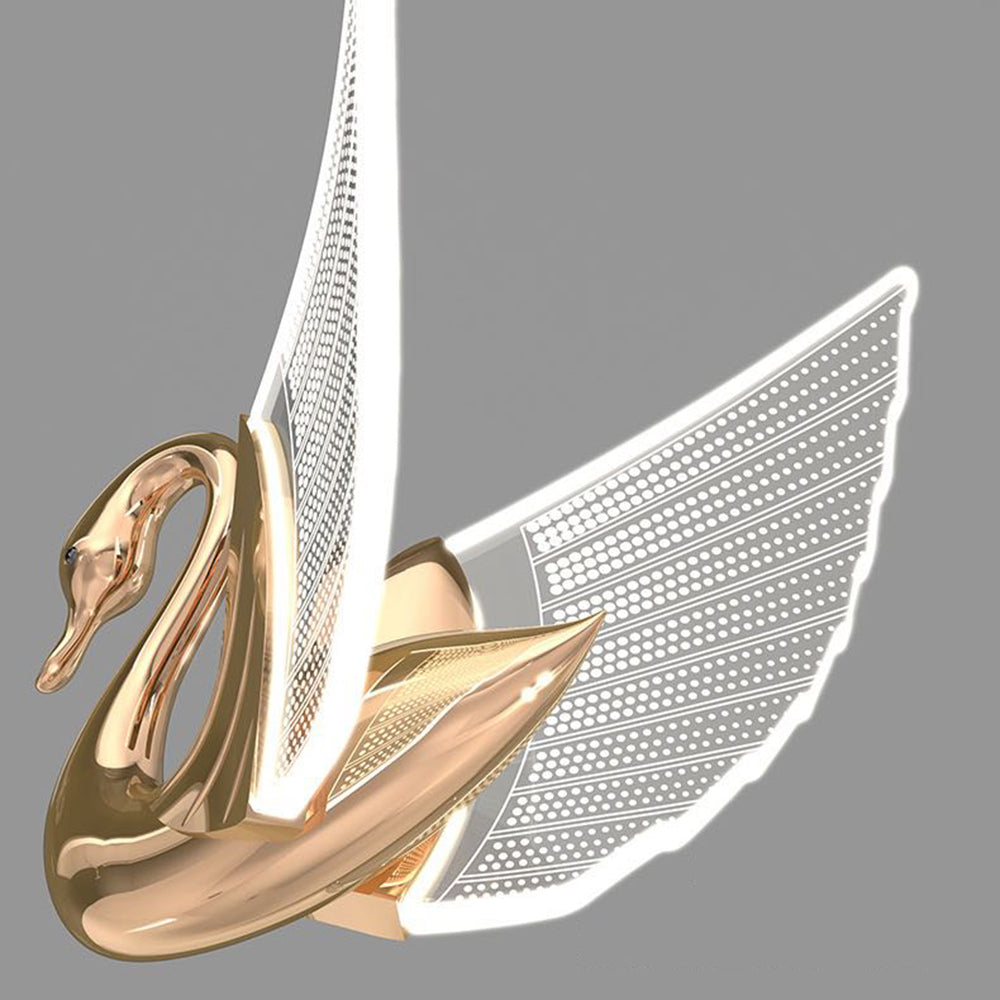 Arisha Art Deco Swan Acrylic/Metal Wall Lamp, Gold/Rose Gold - Neutralighting