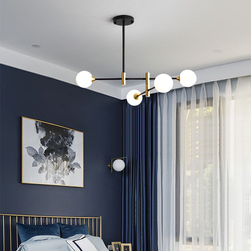 Valentina Nordic Spherical Bubble Metal/Glass Chandelier, Black/Gold - Neutralighting