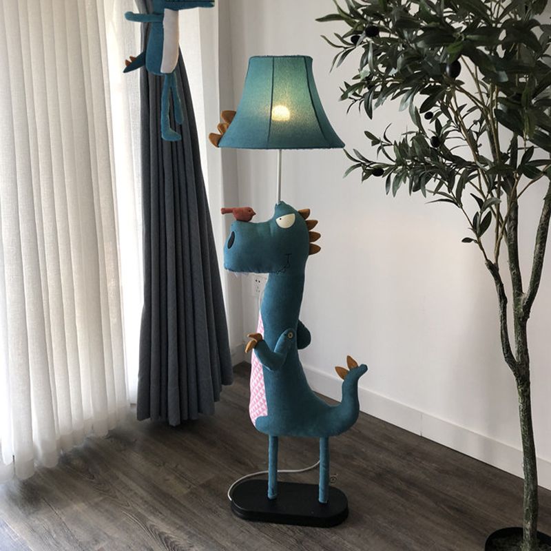 Minori Modern Dinosaur Metal/Fabric Floor Lamp - Neutralighting