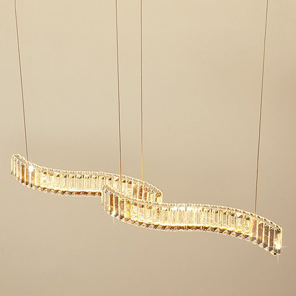 Kristy Luxury Wave Crystal/Metal Pendant Light, Silver/Gold - Neutralighting