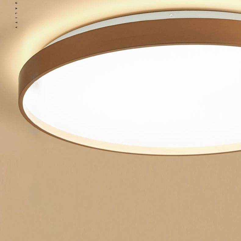 Arisha Minimalist Round Metal/Acrylic Flush Mount Ceiling Light, White/Coffee/Grey/Gold - Neutralighting