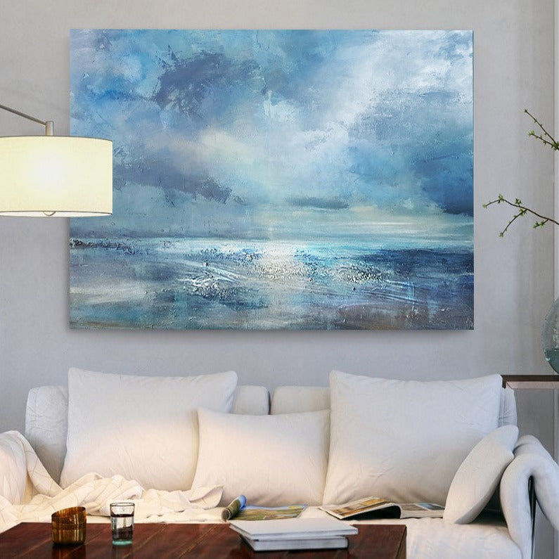 Original Abstract Beach Painting ABSH18 - Neutralighting