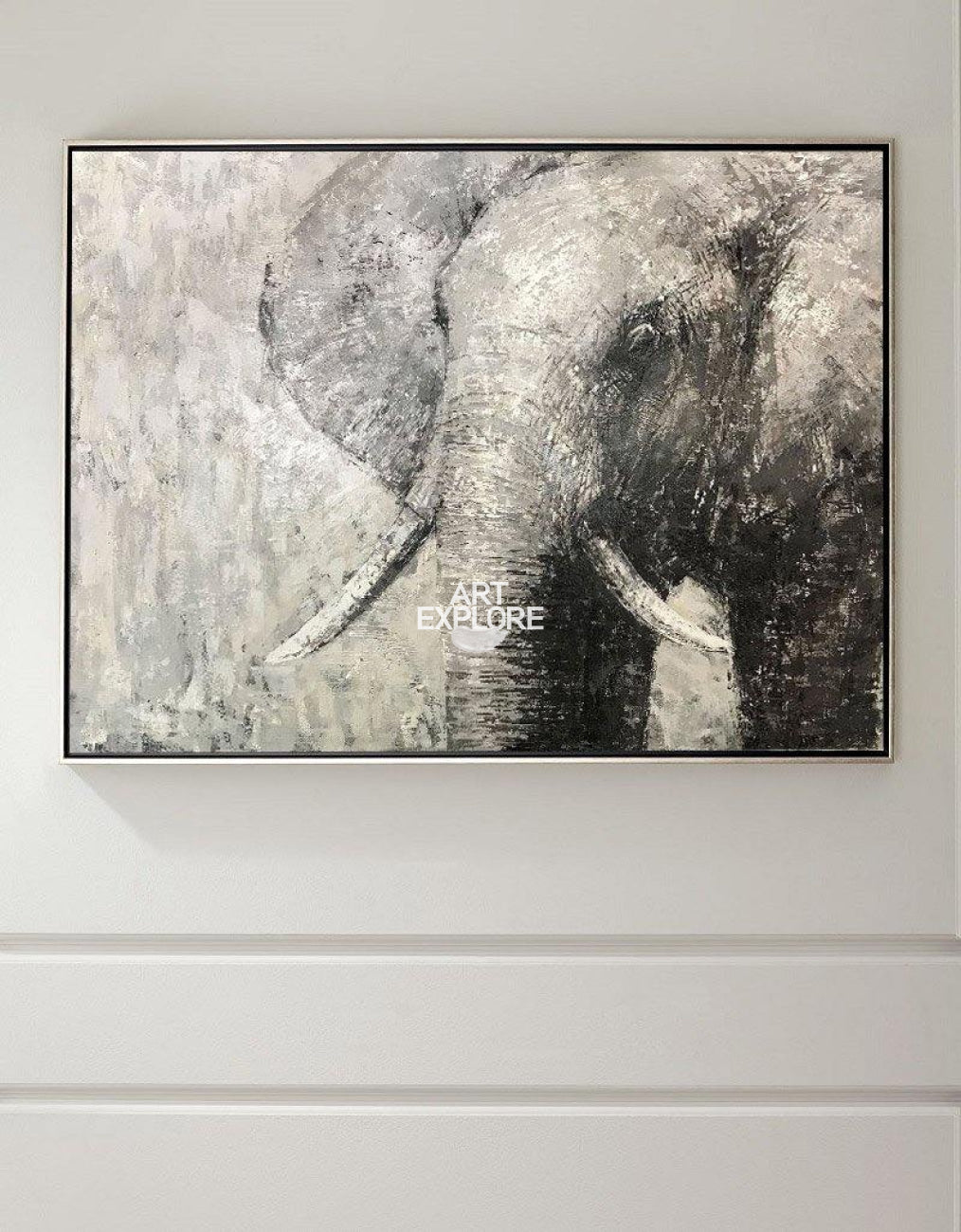Monochrome Elephant Oil Painting