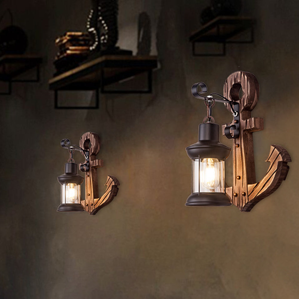 Epoch Anchor Lantern Wall Lamp, Vintage/Antique, Wood, Bedroom - Neutralighting