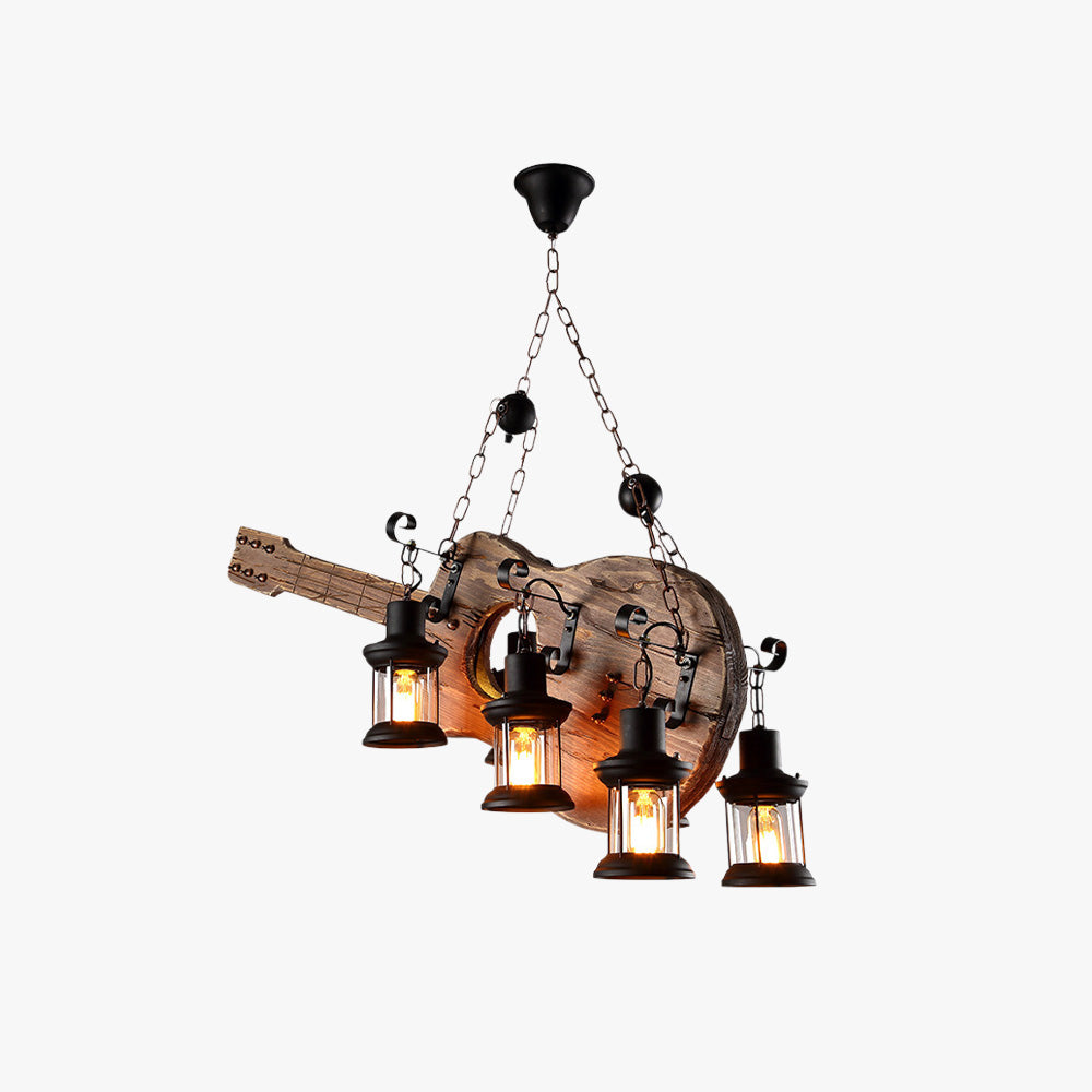 Epoch Retro Guitar Metal & Wood Pendant Light, 4 Heads - Neutralighting