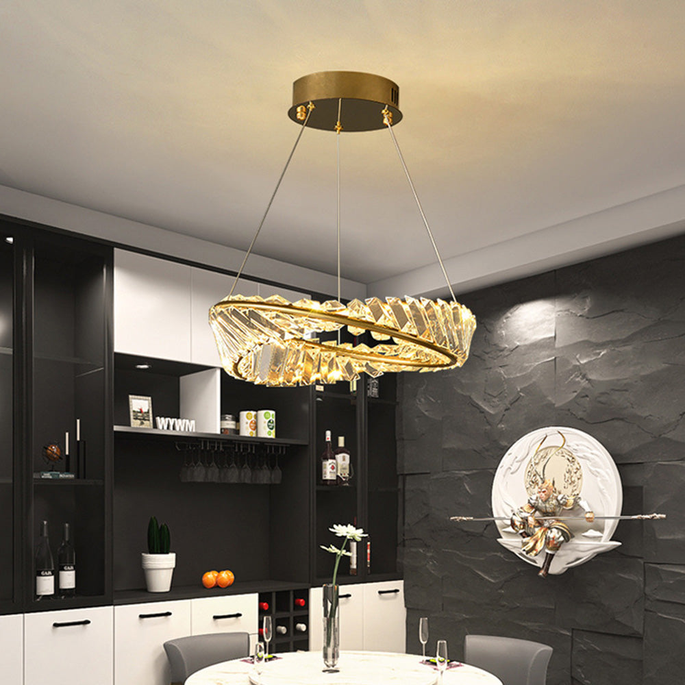 Kristy Modern Luxury Round Glass Chandelier, Gold - Neutralighting