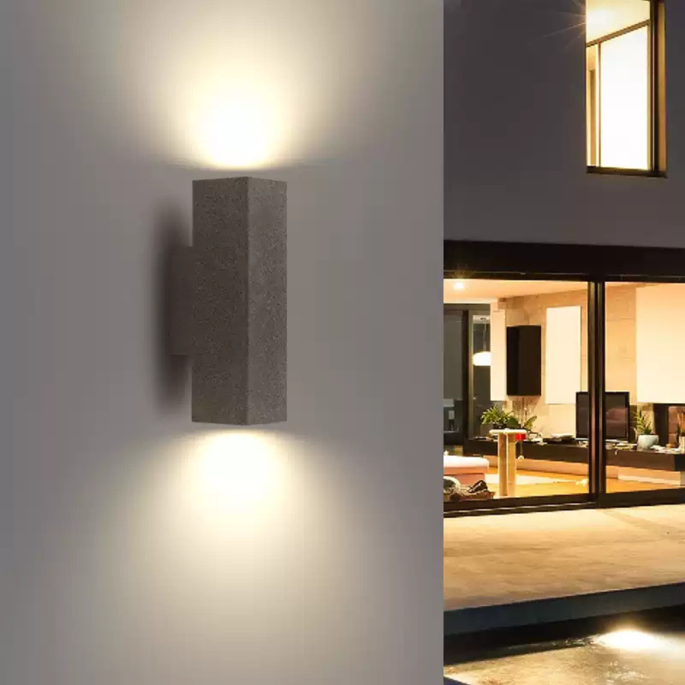 Ray Minimalist Cement Square Outdoor Wall Lamp, White - Neutralighting