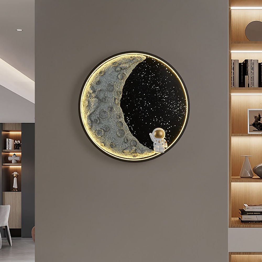 Aria Modern Astronaut Moon Metal Black Wall Lamp - Neutralighting
