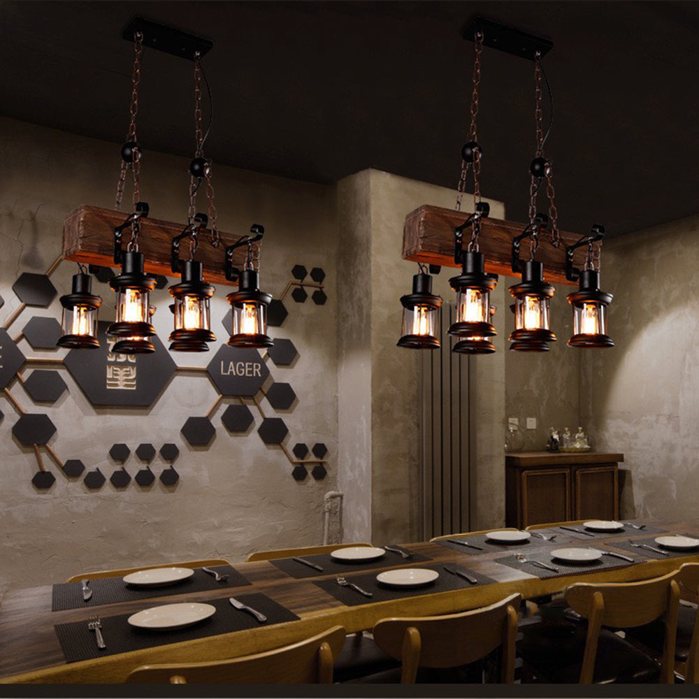 Epoch Retro Rectangular Metal/Wood Lantern Pendant Light - Neutralighting