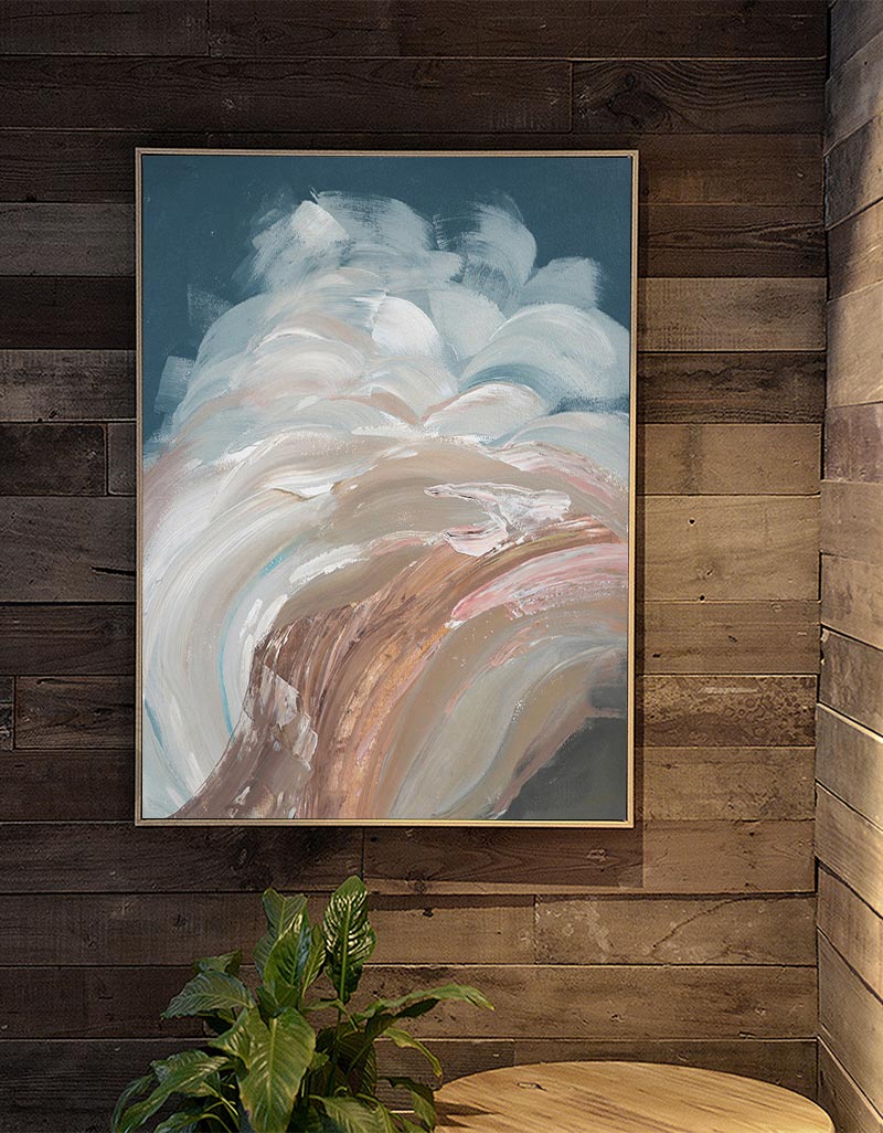 Abstract Coastal Waves Textured Canvas Wall Art