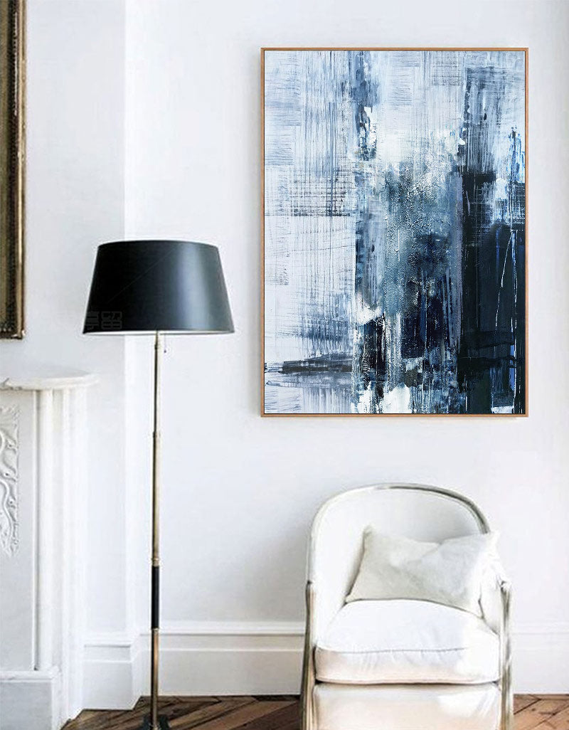 Midnight Blue Abstract Textured Canvas Wall Art