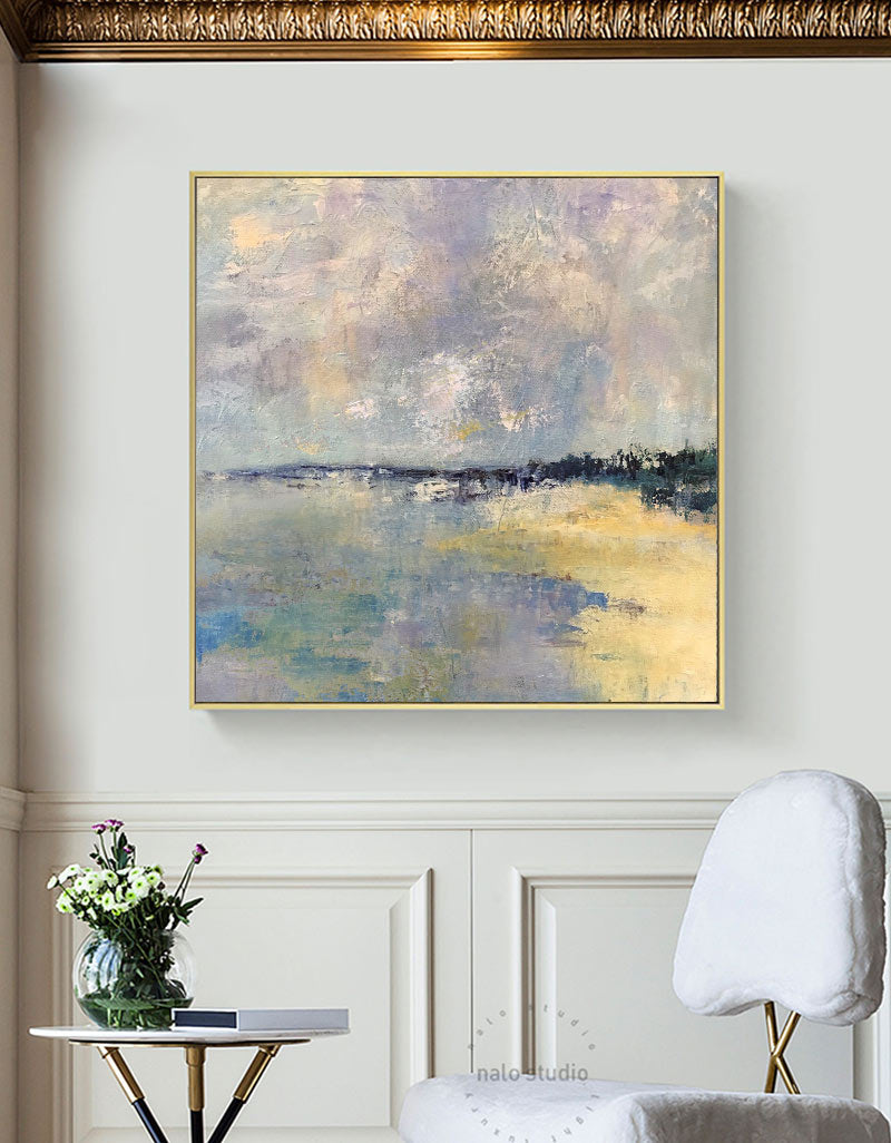 Soft Pastel Impressionist Seascape Muted Multi‑Layer Textured Artwork