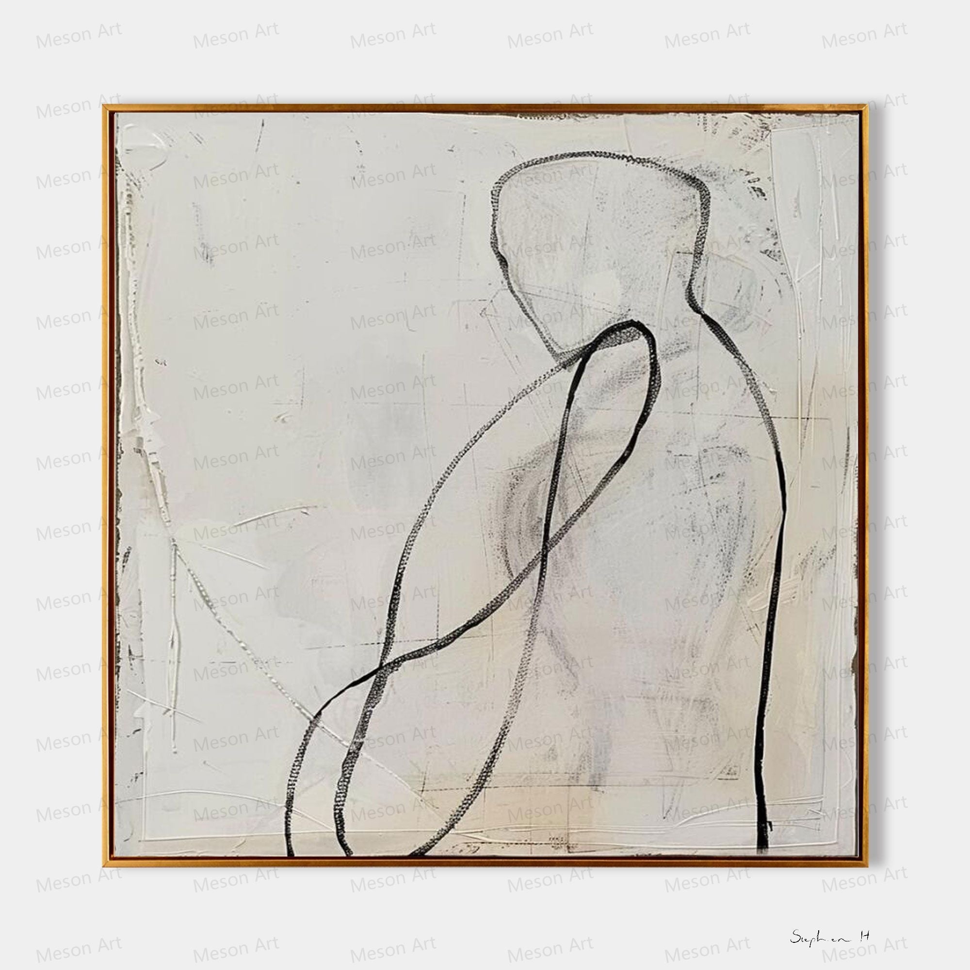 Minimalist Embrace Line Art Painting