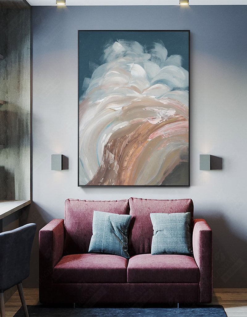 Abstract Coastal Waves Textured Canvas Wall Art