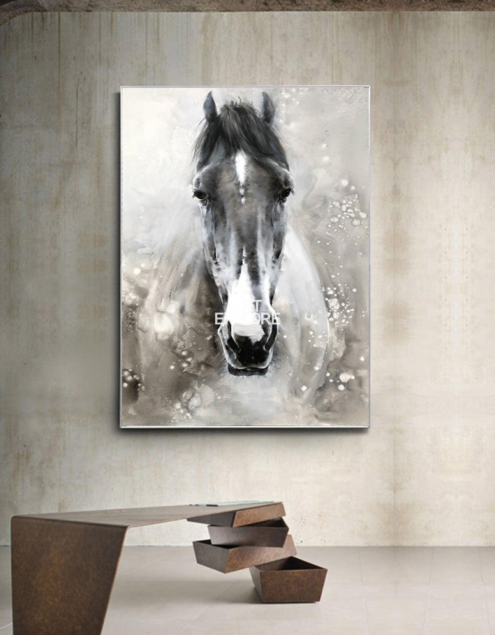 Monochrome Horse Portrait Painting