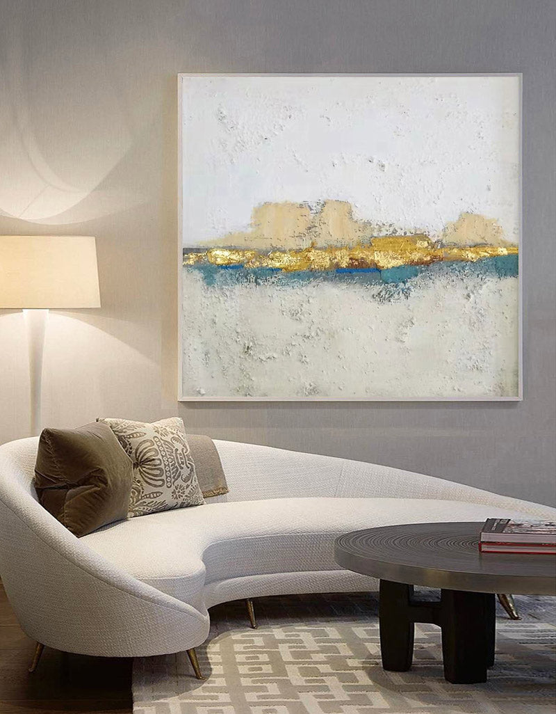 Golden Horizon Abstract Canvas Wall Art