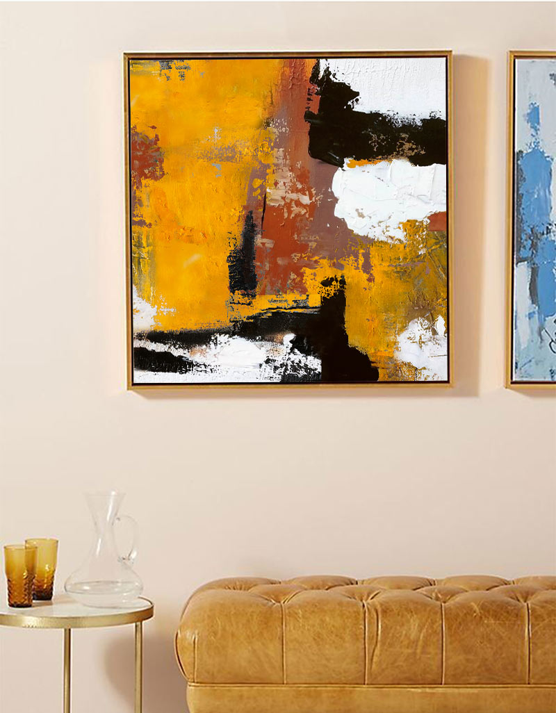 Vibrant Warm‑Tone Abstract Bold Brushstroke Heavy Impasto Textured Artwork