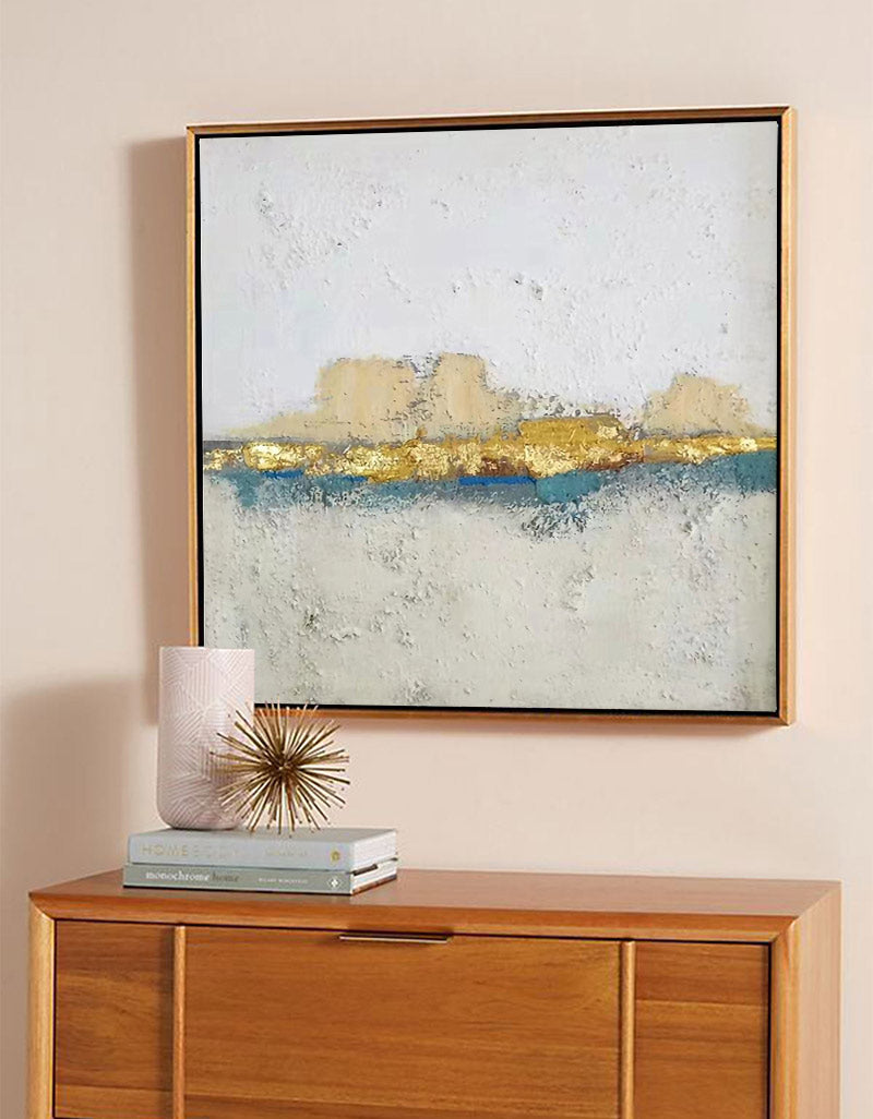 Golden Horizon Abstract Canvas Wall Art