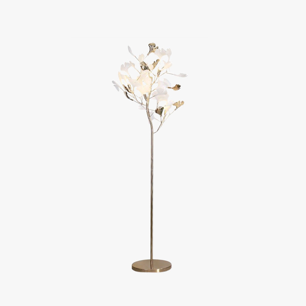 Olivia Floor Lamp Leaf Artistic, Ceramic/Metal, White/Gold, Study - Neutralighting