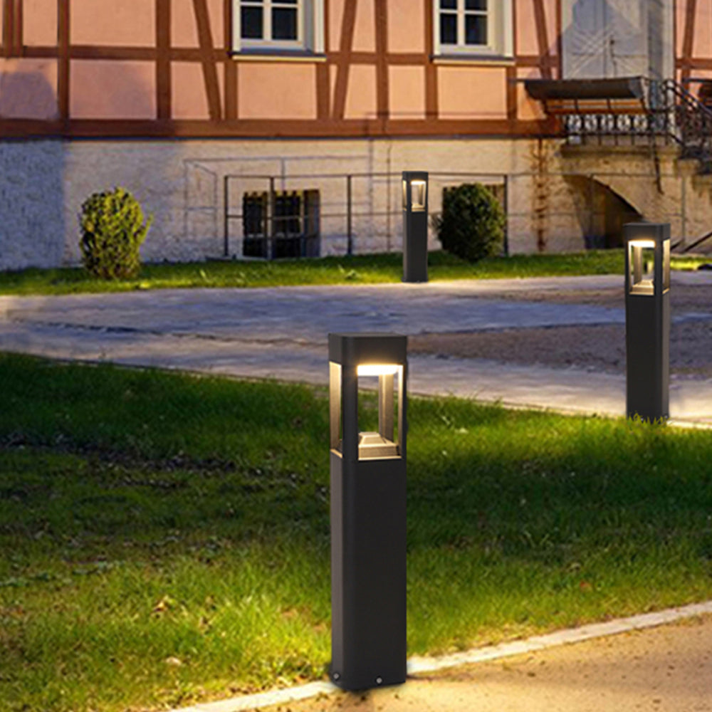 Ray Metal Rectangular Hollow Outdoor Path Light, Black - Neutralighting