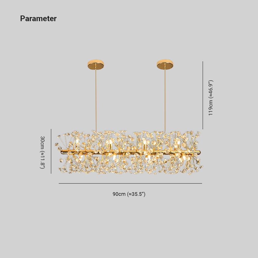 Arisha Luxury Lineal/Flower Chandelier, Gold, Metal/Crystal - Neutralighting