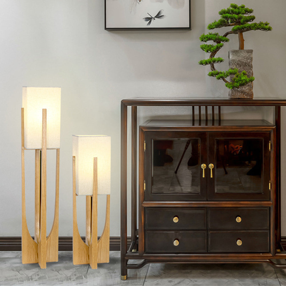 Ozawa Natural Rectangular Wood/Fabric Floor Lamp - Neutralighting