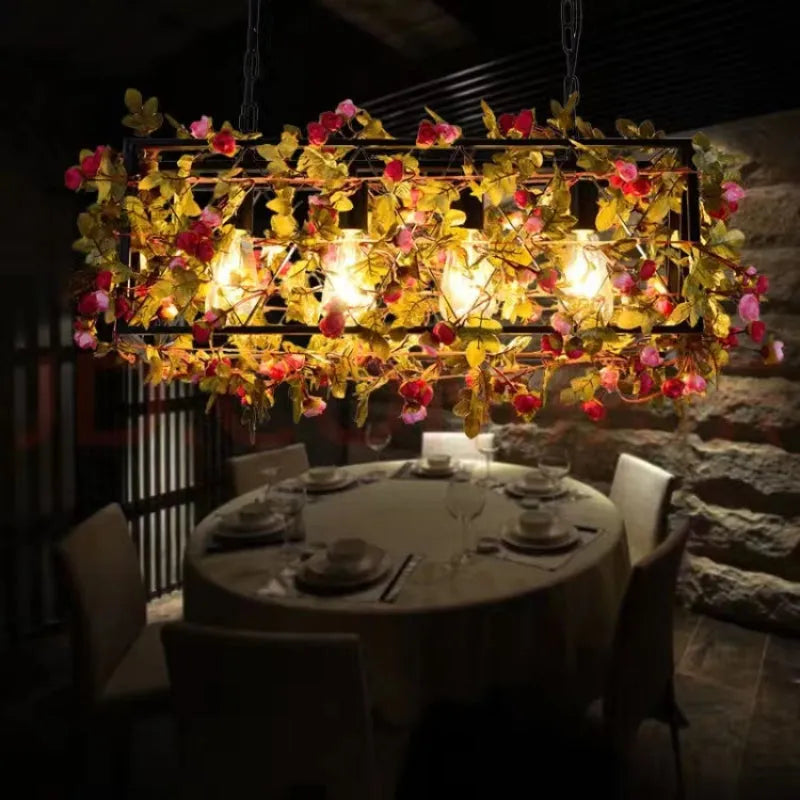 Ritta Rustic Art Deco Plant Rectangle Pendant Light - Neutralighting