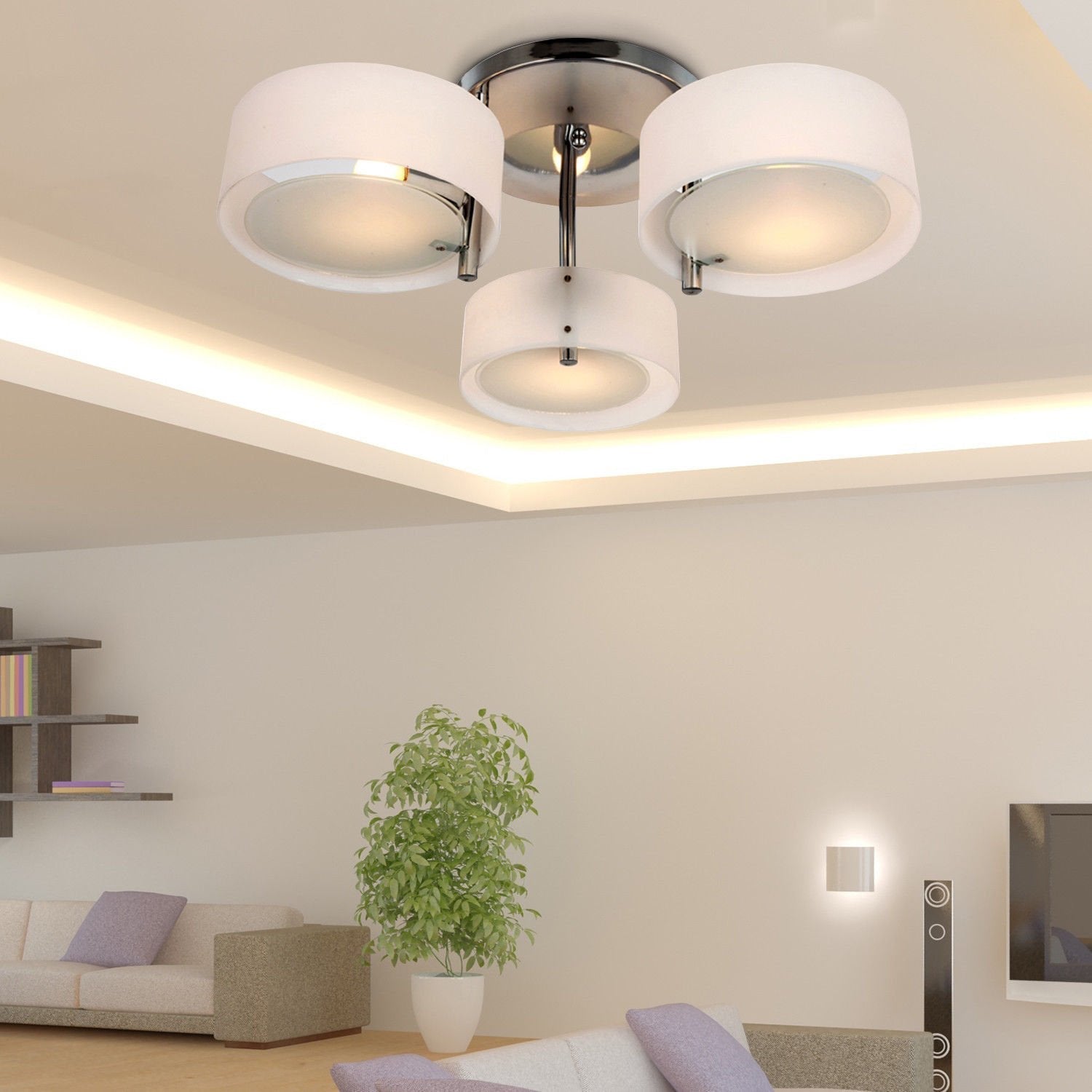 Arisha Flush Mount Ceiling Light Glass White Modern Round Hallway - Neutralighting