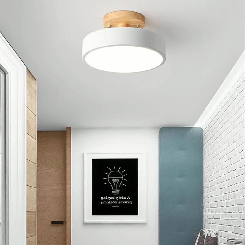 Orya Round LED Flush Mount Ceiling Light Modern Wood Colorful - Neutralighting