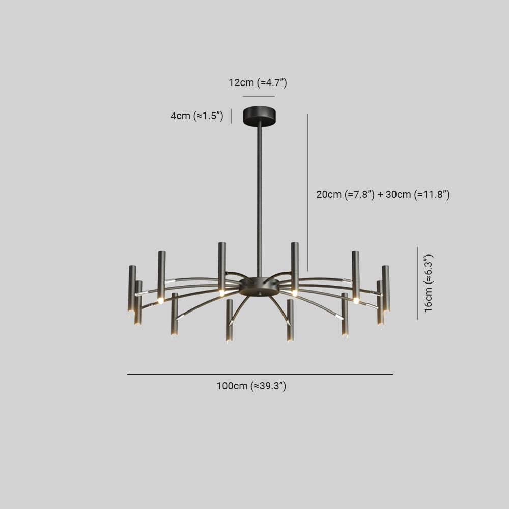 Arisha Modern Blown Linear Metal Multi-heads Chandelier - Neutralighting