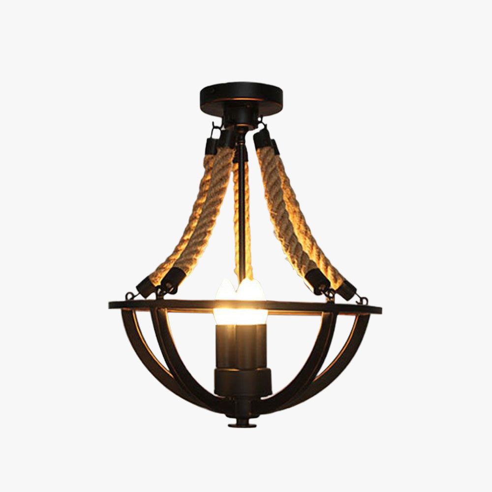 Alessio Vintage Rustic Swag Metal Pendant Light, Black - Neutralighting