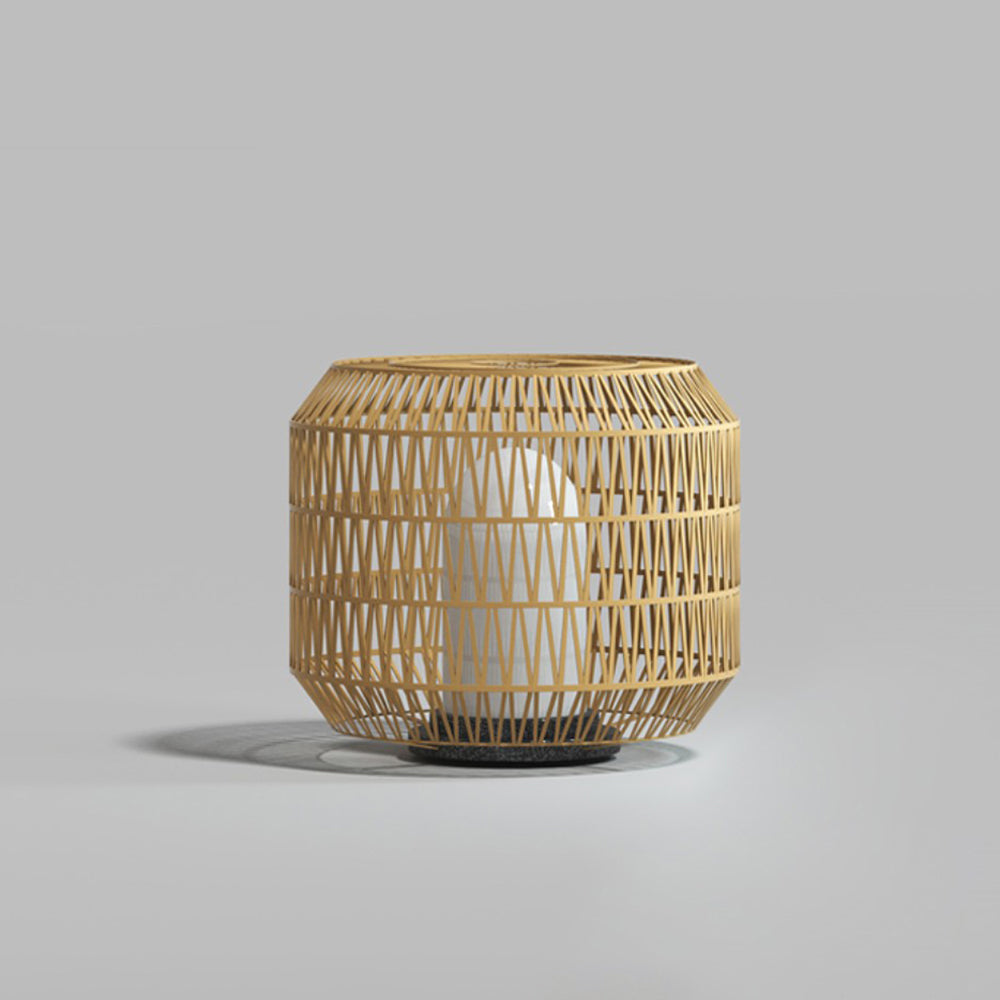 Ray Vintage Lantern Rattan Floor Lamp, Hardwired/Solar, Beige - Neutralighting
