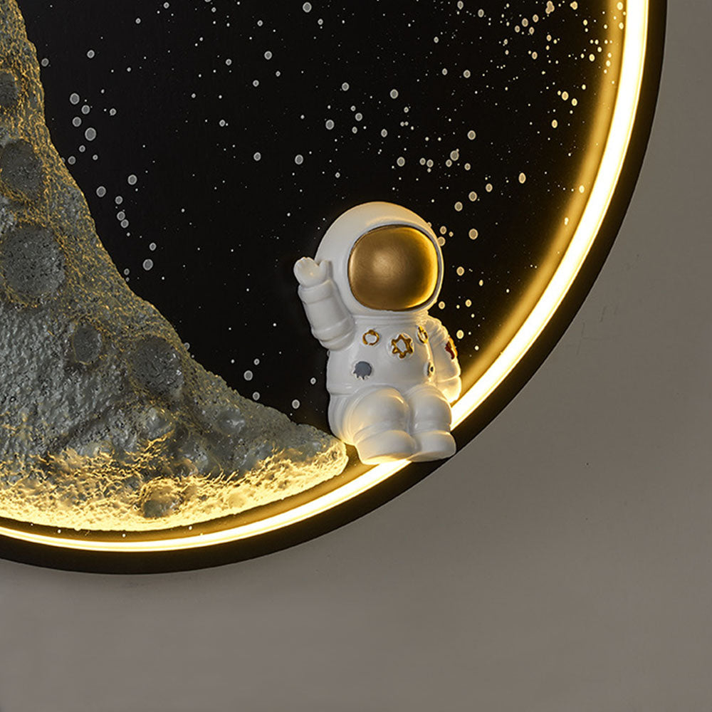 Aria Modern Astronaut Moon Metal Black Wall Lamp - Neutralighting