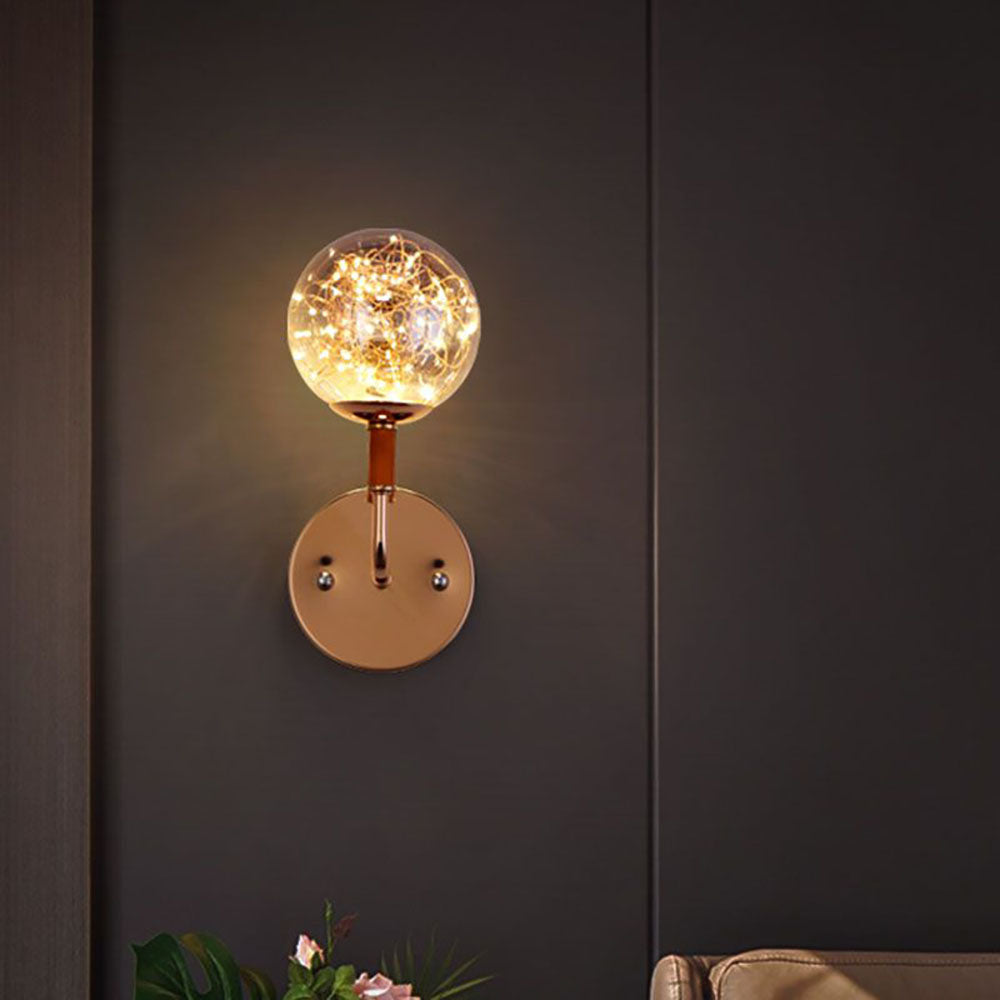 Valentina Wall Lamp Starry Globe Art Deco, Black/Gold, Bedroom - Neutralighting