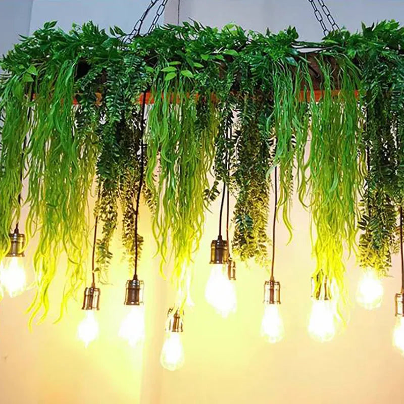 Ritta Natural Decorative Rectangular Plant Metal Pendant Light Green - Neutralighting