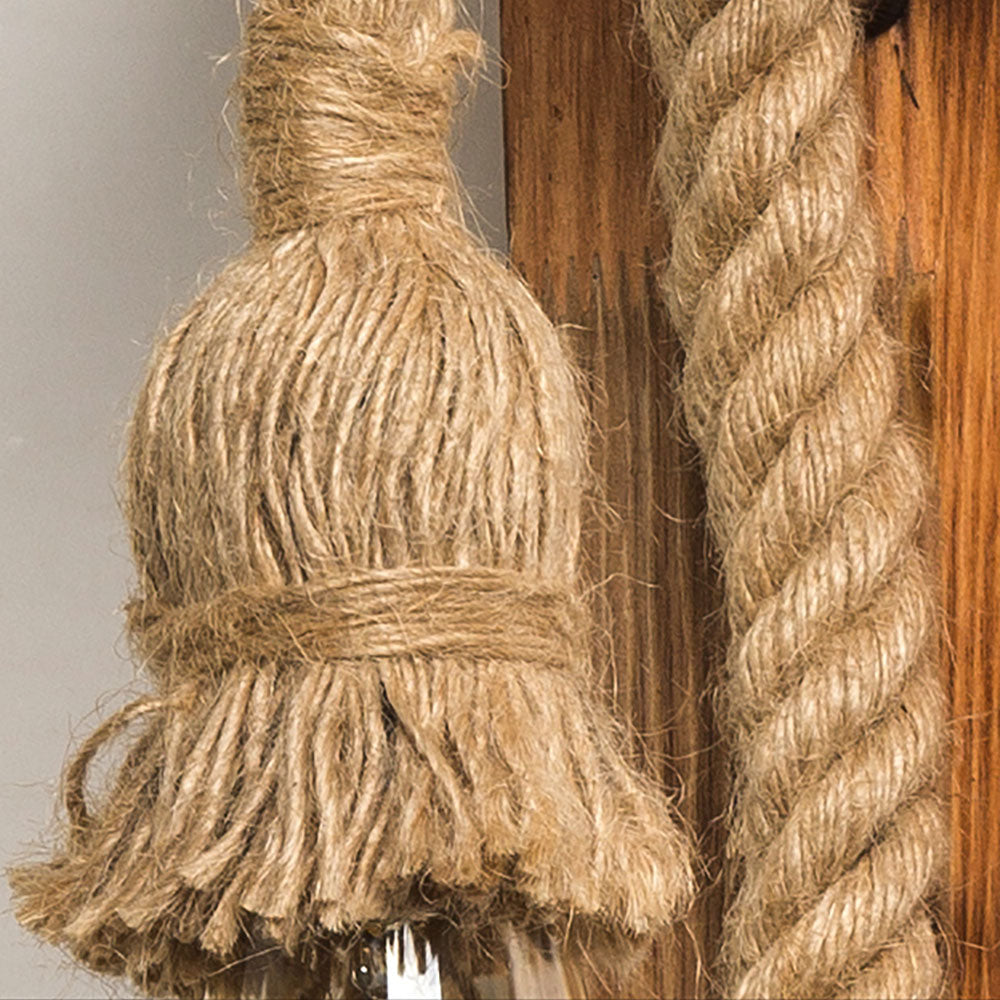 Epoch Vintage Rectangular LED Wall Light, Wood/Hemp Rope, Dining Room - Neutralighting