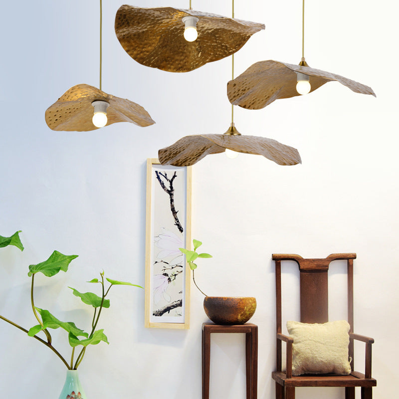 Arisha Natural Lotus Leaf Metal Pendant Light - Neutralighting