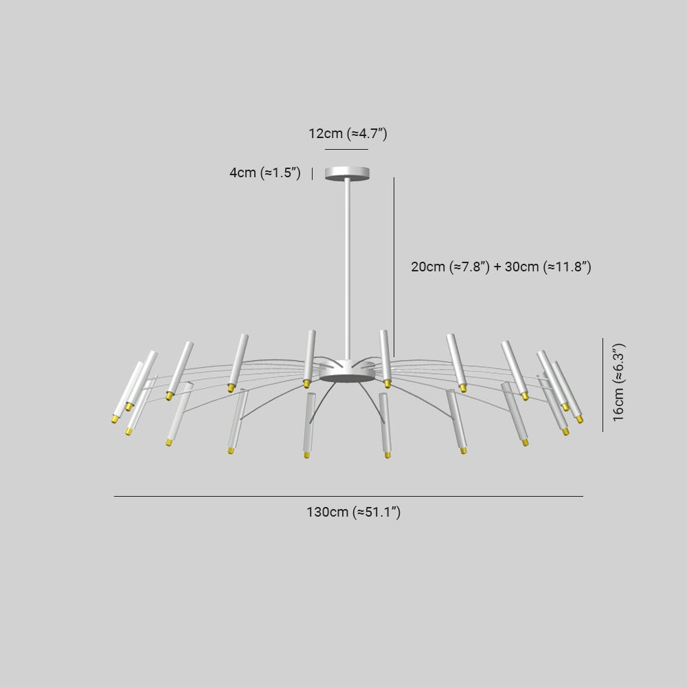 Arisha Modern Blown Linear Metal Multi-heads Chandelier - Neutralighting