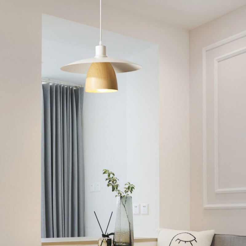Valentina Modern LED Pendant Light White Wood Metal Bedroom - Neutralighting