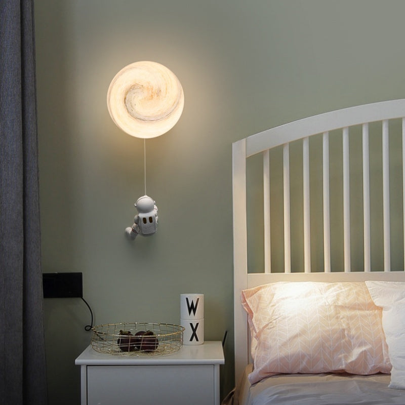 Aria Modern Moon LED Indoor Wall Lamp White Resin Kid's Room - Neutralighting