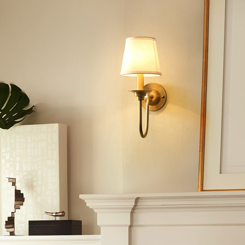 Tiffany Vintage Rustic Lantern Fabric LED Wall Lamp, Gold - Neutralighting