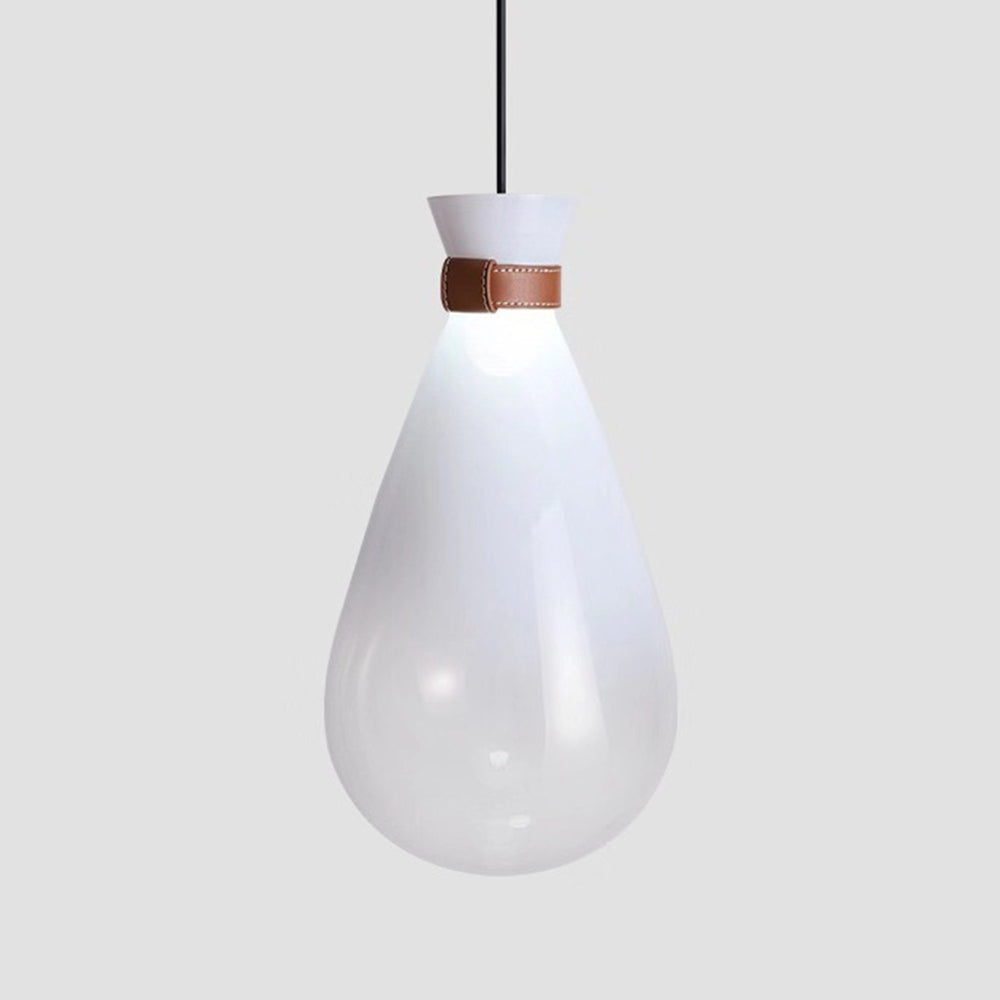 Valentina Minimalist Teardrop Shaped Glass Pendant Light, Smoke Gray/White - Neutralighting