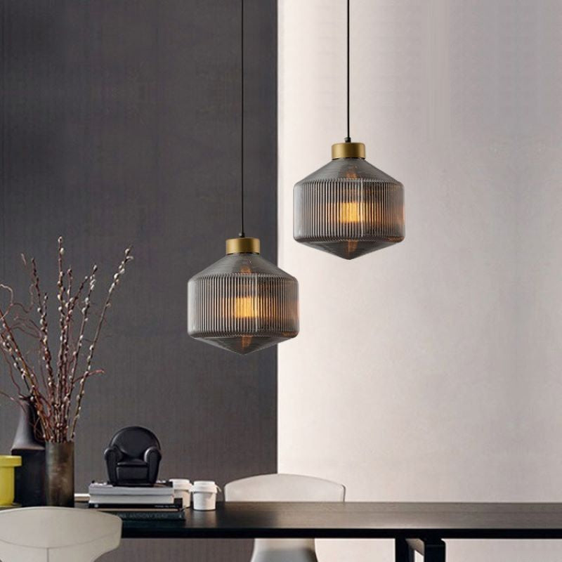 Valentina Modern LED Pendant Light Smoke Gray Glass Bedroom - Neutralighting