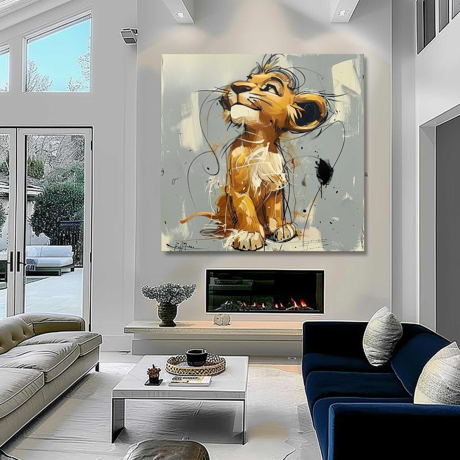 Wall Art Pop Cartoon Lion Graffiti Modern Joyful