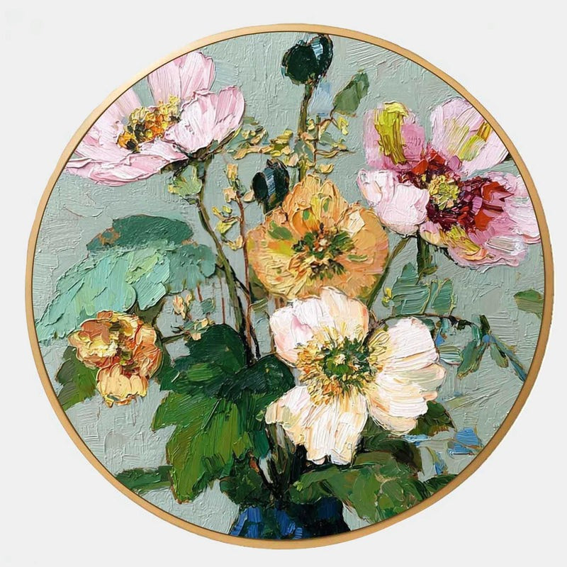Wall Art Round Floral Still Life Elegant
