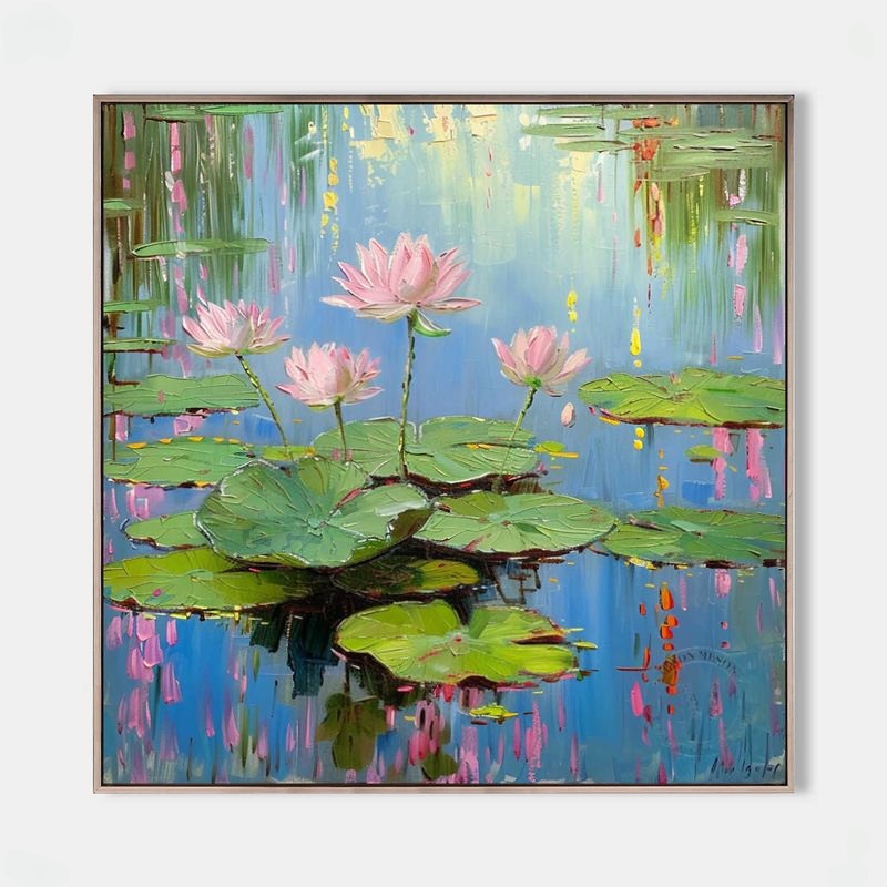 Wall Art Serene Pink Water Lilies Pond