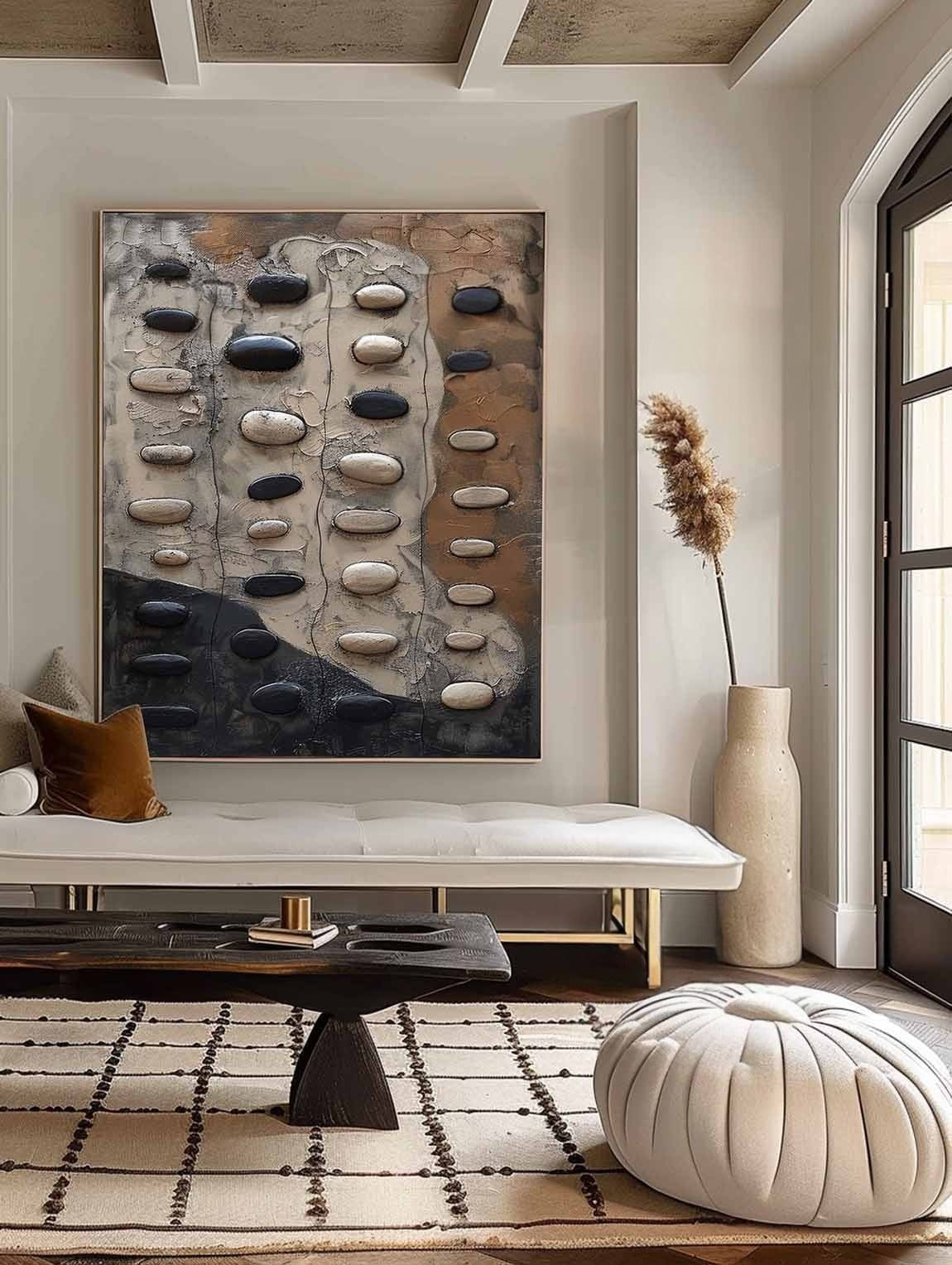 Wall Art Wabi-Sabi Relief Abstract Pebble Natural