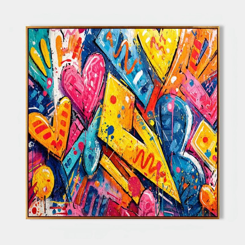 Graffiti Love Hearts Pop Art Impasto Painting