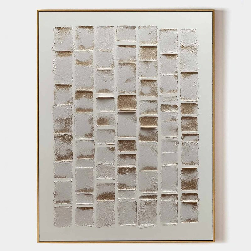 Wabi-Sabi Stacked Tiles Bas-Relief Painting